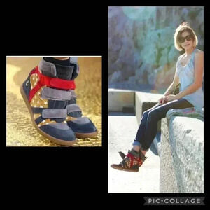Hotel Amour Sailor Anchor & Stars Velcro Strap Wedge Sneaker Size 38